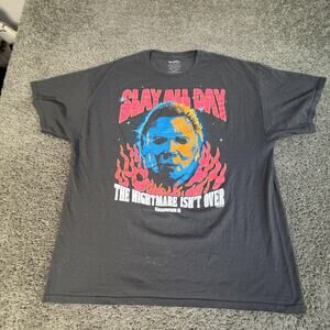 Halloween II Shirt Mens 2XL Black Slay All Day Michael Myers Tagless Graphic Tee